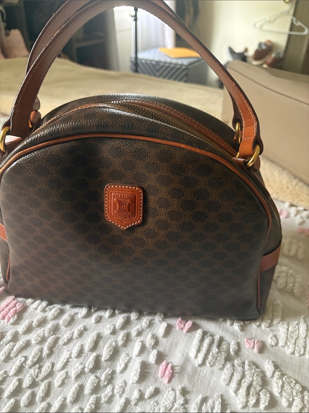 Celine Brown Macadam Dome Toiletry Bag